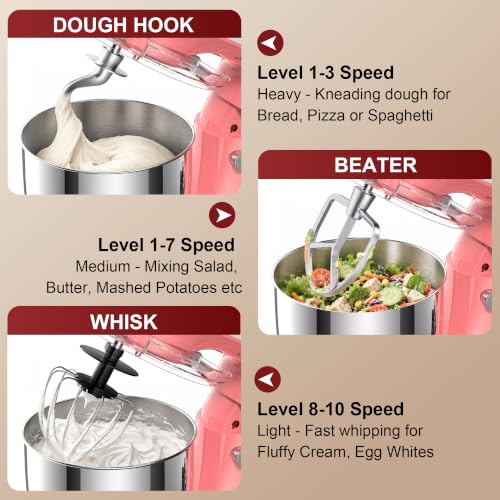 Image of Honinst 4QT Electric Stand Mixer, 10-Speed Tilt-Head Compact Kitchen Mixer