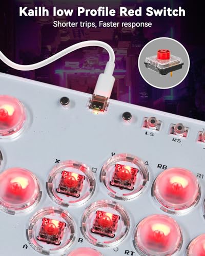 Image of Haute42 13-Key Leverless Arcade Controller, RGB Fighting Stick (White) | Supports Hot Swap & SOCD, Compatible with PC /Ps3 /Ps4 /Switch /Steam