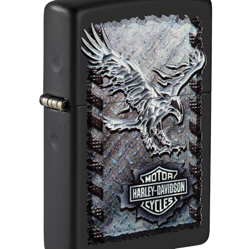 Accendino Zippo® Harley-Davidson® 28485, Accendino Antivento Ricaricabile Zippo, Realizzato in Metallo con Caratteristico 'click' Zippo, Color Nero, Made in USA, Ottima Idea Regalo