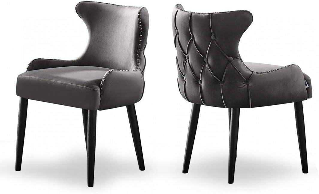 Life Interiors Oxford Velvet Dining Chair Upholstery with Solid Wood