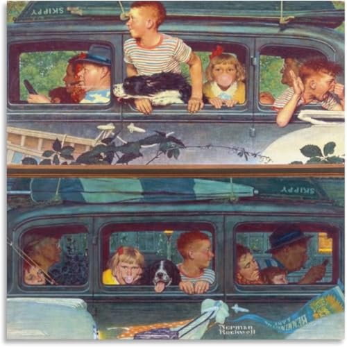 Waeta Rnvzx Norman Rockwell Póster Yendo y Viniendo Retro Lienzo Pintura Moderno Arte de Pared Norman Rockwell Impresiones Para Decoración del Hogar Cuadro 50x50cmx1 Sin Marco