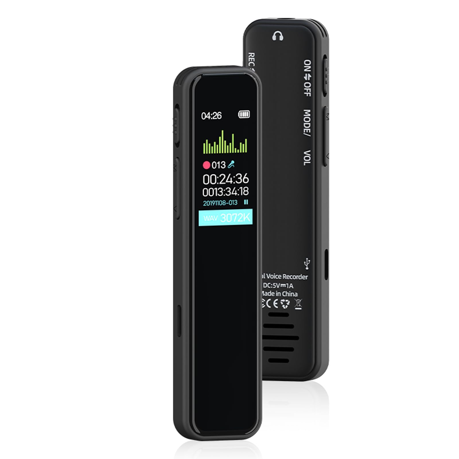 Digital Voice Recorder 64GB, Portable Voice Activated Recorder with USB Rechargeable, Noise Reduction
