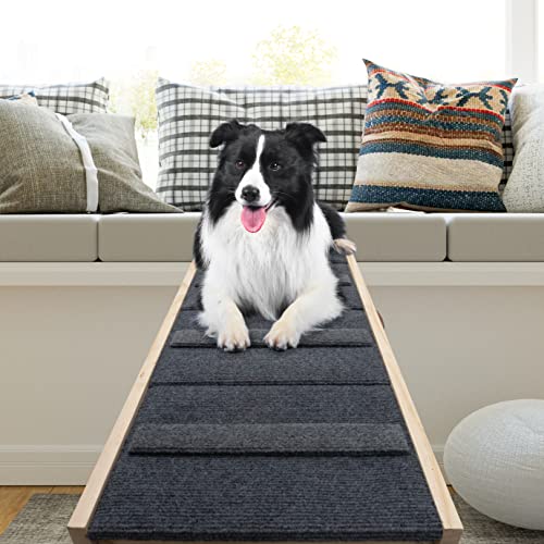 Appolyn Portable Dog Ramp, Folding Pet Stairs For Small&Large Old Animals With Non-Slip Surface, 40.6'' Long And 4 Adjustable Height From 14''To 24'', Rated 180Lbs, Dog Steps For Beds, Couch, Suv #TOP2