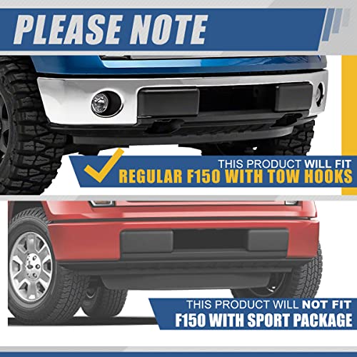 Air Deflector Front Bumper Lower Valance Compatible With Ford F-150 4Wd With Tow Hook Holes 2009-2014, Textured Black #TOP5