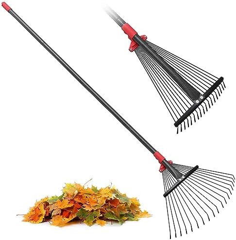 Garden Leaf Rakes for Lawns Heavy Duty, 23-41 cm Adjustable Rake Head ...