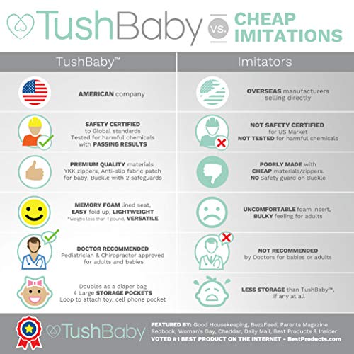 TushBaby The Only Safety Certified Hip Seat Baby Carrier – As Seen On Shark Tank, Ergonomic Waist Carrier for Newborns, Toddlers & Children, Black/Gold