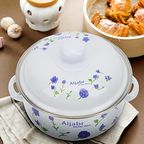 UPKOCH Esmalte Estoque Pote Guisado Tigela Com Tampa 1. 1L Sopa Caçarola Macarrão Molho Leite Potenc