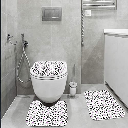 URSOPET Badteppich-Set 3-teilige, rutschfeste,Tier-Kuh-Haut-Muster-Gekritzel-Karikatur-Kind 4,rutschfeste Badematte, U… – Bild 3