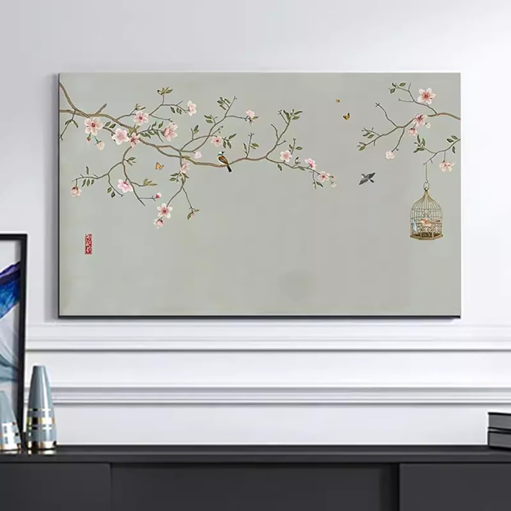 Pokrowiec uniwersalny kwiatowy ochraniacz na ptaki ekrany LCD/LED tkanina dekoracyjna wystrój salonu/sypialni(Flower4,32inch)