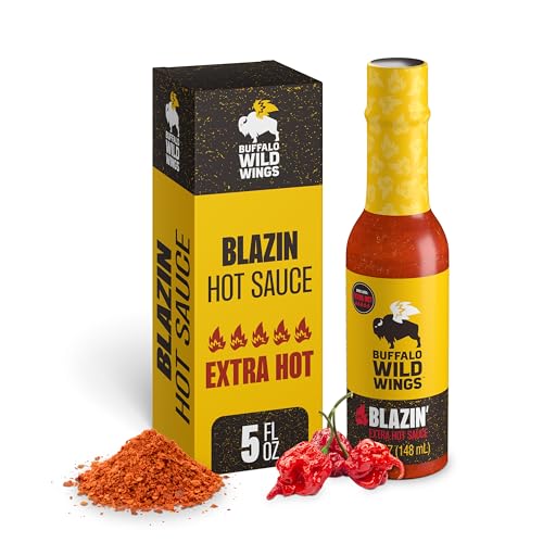 Buffalo Wild Wings Blazin’ Hot Sauce, 5 fl oz, Extra Hot Dipping Sauce, Marinade and Seasoning for...