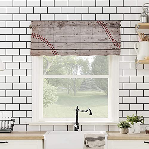 Baseball Kitchen Valances For Windows, American Sports Kitchen Curtains, Bathroom Curtains Window Rod Pocket Short Curtains, Kitchen Window Curtains Over Sink, Window Treatments 54X18In Cafe Curtains #TOP3