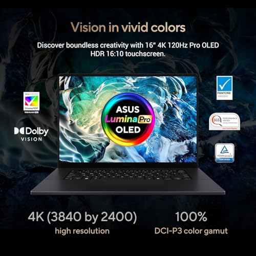 Image of ASUS ProArt P16 OLED (2025), AMD Ryzen AI 9 HX 370, RTX 5080-16GB,64GB RAM, 2TB SSD, 16 inch /40.64cm Touchscreen, 4K, 120Hz,Windows 11,M365 Basic (1Year)* /Office 2024, Nano Black, 1.95Kg,H7606WW-SE023WS