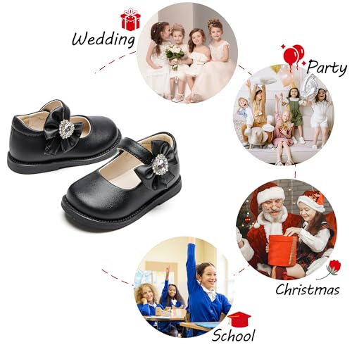 Image of PHIRAMIN Toddler Girl Mary Jane Student Oxford Shoes-Little Girl School Uniform Shoes for Wedding Party