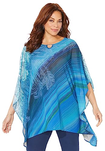 Catherines Women's Plus Size Keyhole Georgette Poncho - Main Image
