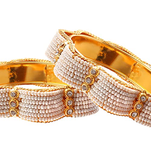 JewarHaat Bangles Fashion Indian Bollywood Faux Pearl Rhinestone Floral Gold Plated Bracelet Jewelry for Women2
