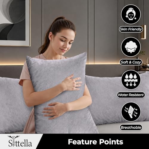 Image of SITTELLA Waterproof Pillow Protector 28x18 Inches 200 GSM with Zipper (Pack of 2) - Soft Cotton Pillow Cover, Dust Mite Proof & Anti-Allergic Pillow Protector Cover (Dark Grey)