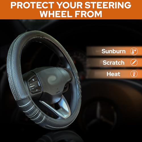 Image of CONTINENTAL [DuraGrip] O Type Large Size Steering Wheel Cover Build with Premium Vegan Leather Anti Slip Steering Cover.
