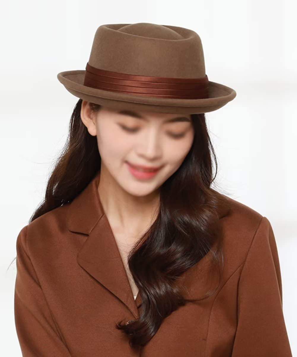 Donna 100% Lana Fedora Cappello in Feltro Elegante 1920s Vintage Cappello da Chiesa