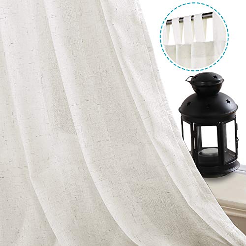 H.Versailtex PART-HVTABDM-5284IVORY Linen Curtains Linen Blended Curtains Tab Top Window Treatments Panels Drapes For Living Room/Bedroom, Elegant Energy Efficient Light Filtering Curtains thumb #1