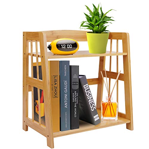 Organizador de escritorio de bambú, estante de almacenamiento para encimera,soporte para plantas y flores, torre de almacenamiento de escritorio, estante de exhibición multiuso para oficina,