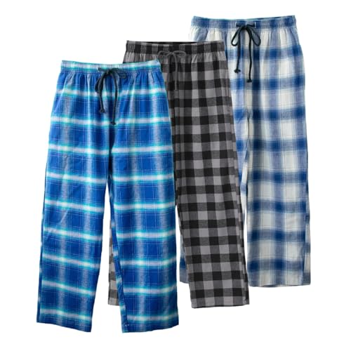 Boys Pajama Pants,Soft Cotton Plaid Lounge Pants 3 Pack
