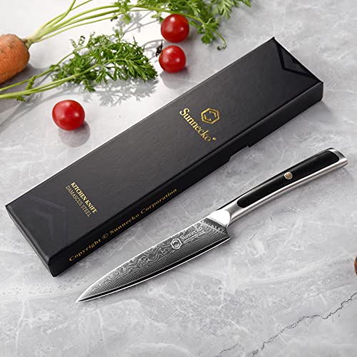 Sunnecko Paring Knife 5 Inch, Small Kitchen Knife With Vg10 Damascus Steel Utility Knife With Solid Handle Fruit Knife Perfect For Cutting Fruit And Vegetables Peeling Knife With Gift Box Petty Knife #TOP6