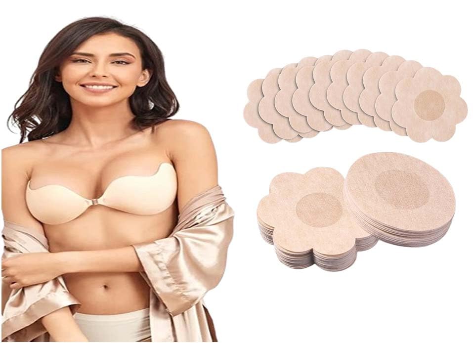 MANIBAM IMPEX Mango Stick On Push Up Silicone 10Pcs Nipple Cover Backless Strapless for Women (Pack of 1)
