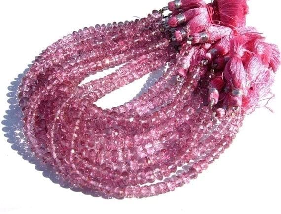 Pink az micro faceted rondelles 4-5 mm haut de gamme LKBEADS 8"