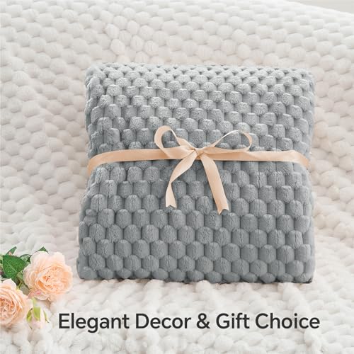 Image of BEDELITE Grey Throw Blanket for Couch, Soft Cozy Gifts for Women, 50 * 60 | 3D Jacquard Decorative Fleece Blanket, Super Soft Plush Throws, Cute Birthday Gift for Women & Men, Suitable for All Seasons