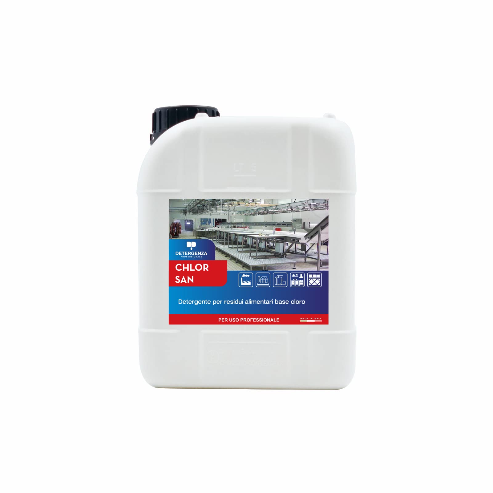 DETERGENTE per RESIDUI Alimentari Base Cloro CHLOR San CONCENTRATO - pz. 1 da 5 L