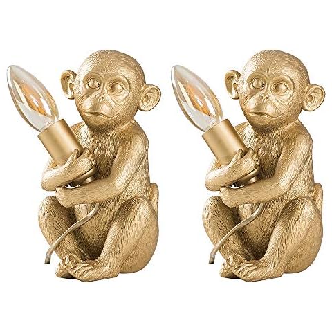 Unique Baby Monkey Table Lamps in Gold Cover