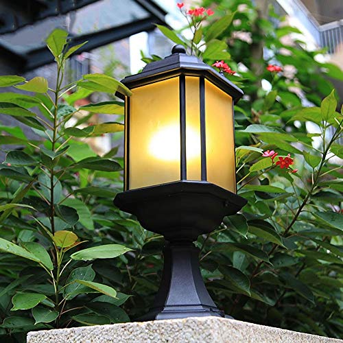 KMYX Luce esterna di recinzione della piattaforma in alluminio olio Finitura nero lucidato 56 centimetri Altezza Lamp Post Fuori pilastro lanterna decorato Piscina Courtyard Porch Illuminazione