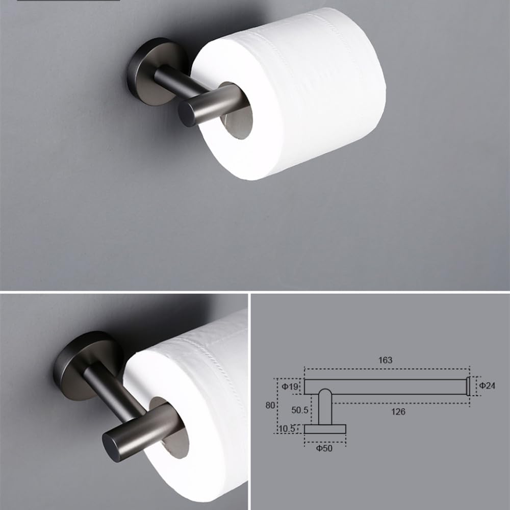 Türhaken Badezimmerhaken Mattschwarzer Rotguss-Chrom-gebürsteter Gold-Bademantelhaken, Handtuchhalter, Papierhalter aus Stahl, Haken schwarz, A(Color:Paper Holder Gg)
