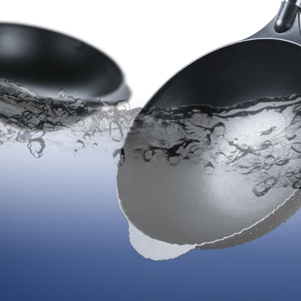 Padella Wok Antiaderente con Coperchio, Padella Wok Antiaderente in Lega di Alluminio da 13,4 Pollici, Padella Piatta con Rivestimento in Granito con Manico ergonomico e Perline,