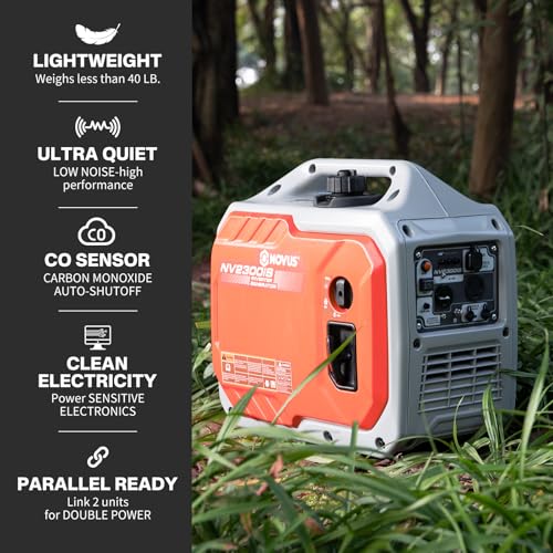 NOVUS 2300-Watt Portable Gas Inverter Generator With CO Sensor, Super Quiet & Lightweight for Outdoor Camping, Low Oil Shutdown, Parallel Capable, Long Run Time - Thumbnail 7