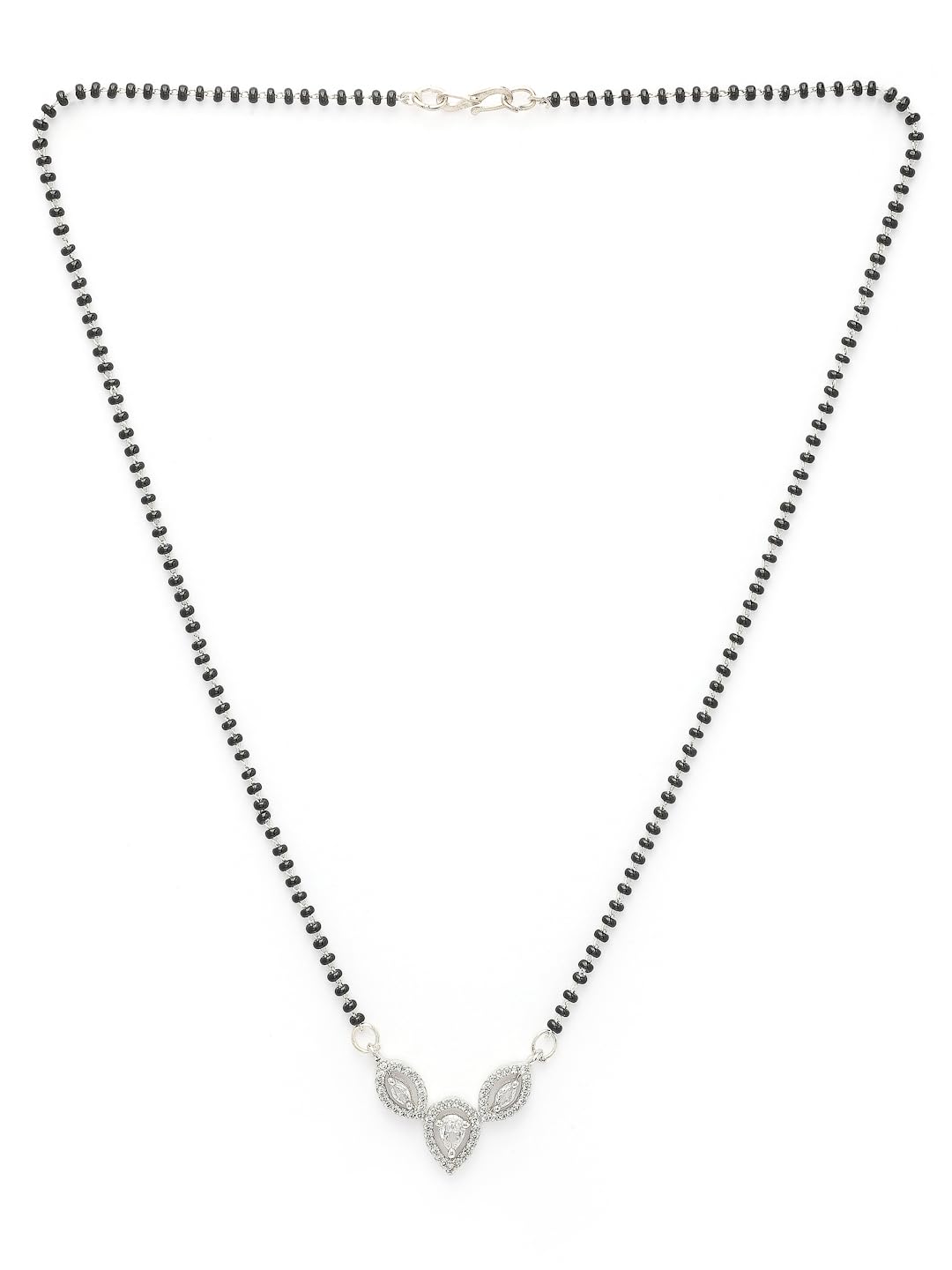 adiva Silver-Plated Black Beaded Mangalsutra Necklace with Studded Cubic Zirconia Pendant, Traditional Stylish Mangalsutra for Women Party, Wedding, Bridal, Occasion, Festive-picture-47
