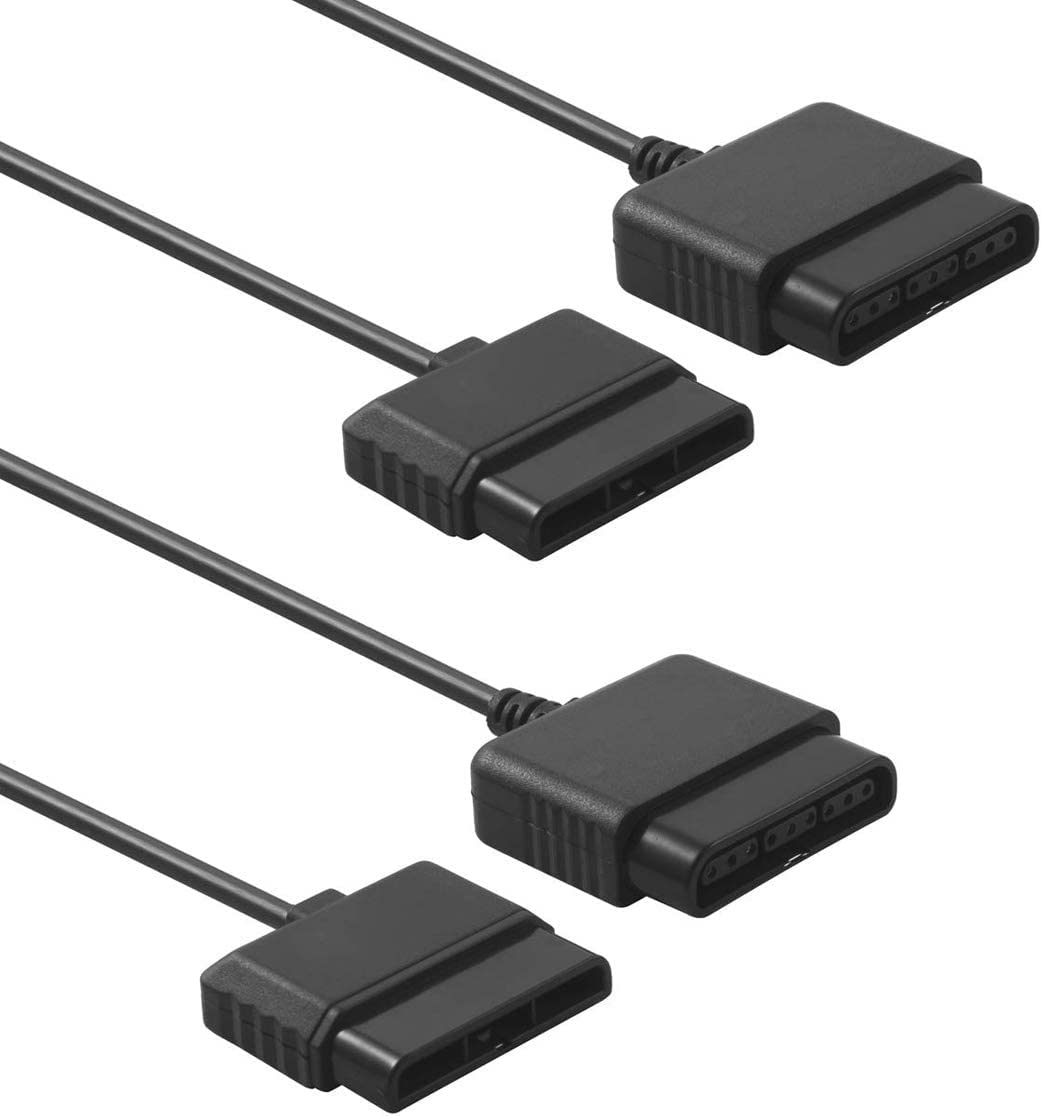 Link-e : 2 X Cable de Extension Compatible con Mando de Juegos en Consola Sony Playstation, PS2, PS1, PS One