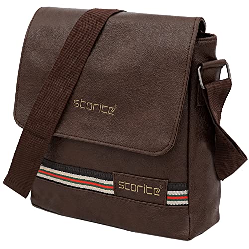 Image of Storite Stylish Small PU Leather Sling Cross Body Travel Office Messenger One Side Shoulder Bag With Adjustable Strap for Men & Women
