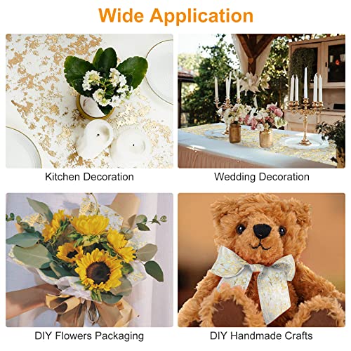 Tischläufer Gold, 28cm x 15m Tischband mit Beschicht in Glänzend Golden, Polyester Tischdeko Tischläufer Tischdecke für Hochzeit Party oder Festival Neujahr Ostern,Weihnachten