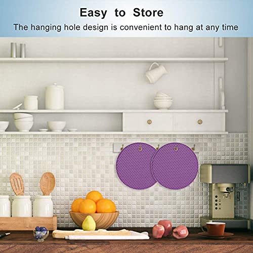 Image of Countertop Protector Heat Resistant Trivets for Hot Pots and Pans - Non-Slip Insulated Heat Pads for Kitchen Counter Purple Pack of 2