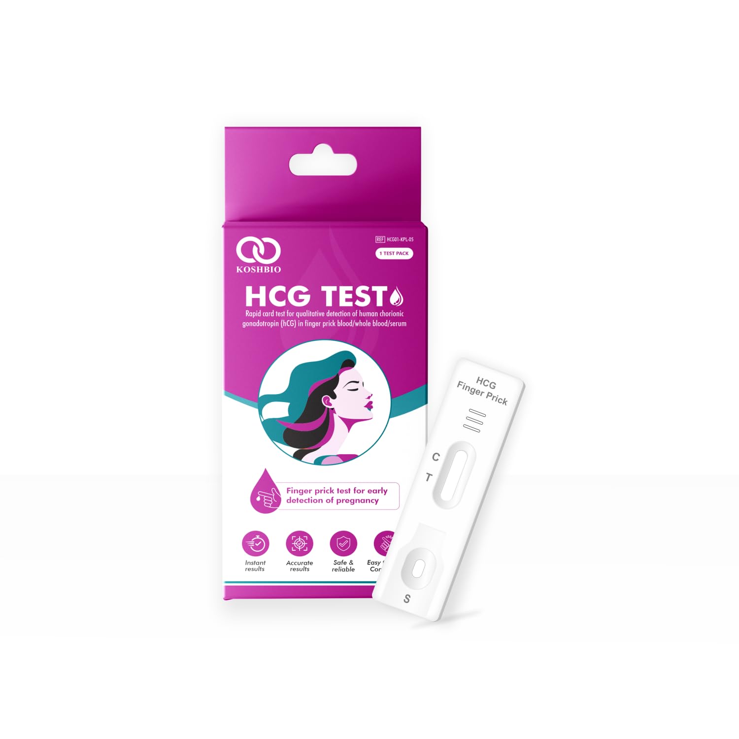 Koshbio hCG Finger Prick Blood Pregnancy Test Kit | One Step Rapid Card HCG Pregnancy Test Kit Device | 99% Accurate Results In 5-10 Minutes | Pack Of 3 Kits| Indias Trusted HCG Test Kit-image-4