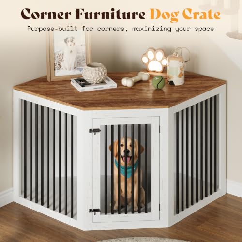 Image of AMERLIFE 128 inch Extra Large Dog Crate Furniture, 3-in-1 Corner Dog Kennel