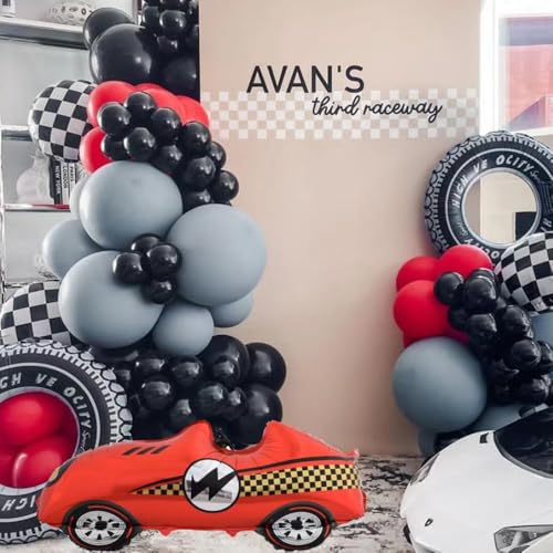 Image of Race Car Balloons Racing Car Foil Balloon 2PCS (Red and Yellow) | Birthday Party Decorations Race Car Theme Party Decorations Kids Boy Racing Party Supplies