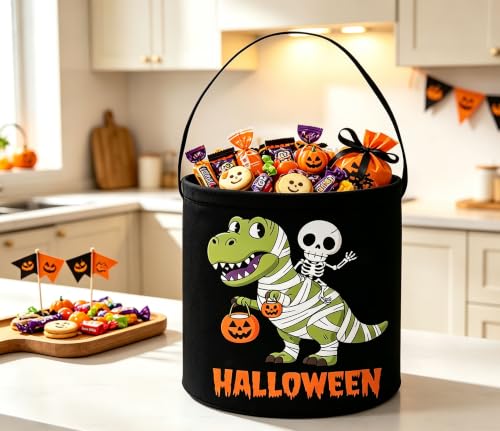 Image of Dinosaur Basket Halloween Storage Bins Gift Basket Cute Storage Box Book Shelf Bin(Black Dinosaur)