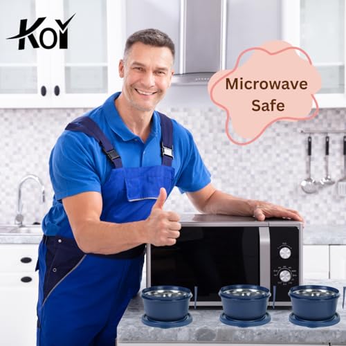 Image of KOI Insulated Lunch Box Set | 3 Inside Steel Containers (290ml, 450ml, 600ml) with BPA Free Lids | Leakproof Microwave Safe Tiffin | Adjustable Shoulder Strap Lunch Bag for Office Travel Use (Blue)