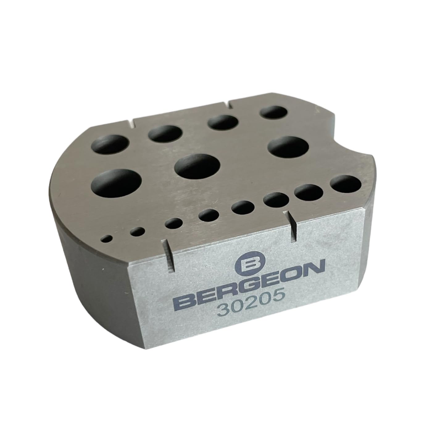 BERGEON 30205 riveting stake in steel tool with 15 holes 2.00-8.60 mm for watchmaker