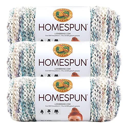 Image of Lion Brand Yarn Homespun Yarn, Soft Bulky Yarn for Knitting, Crocheting, and Crafting, 3 Pack, Tudor