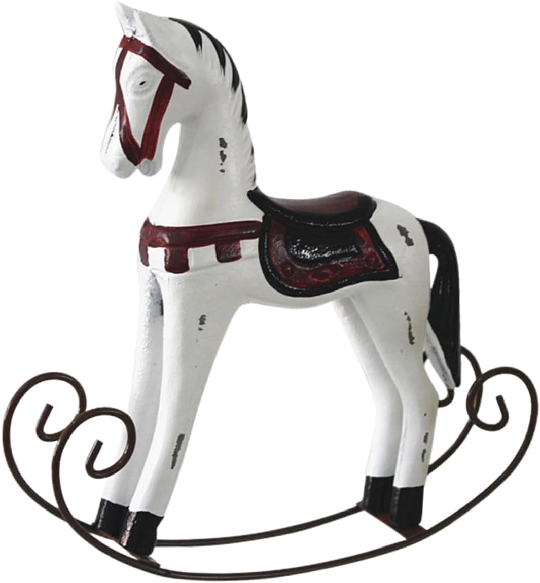 VICASKY Vintage Wooden Figurine Decorative Statue for Home Office Desk Elegant Horse Collectible Charming Rustic