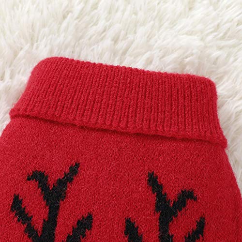 Dog Sweaters Pet Christmas Knitted Sweater Cartoon Reindeer Knitwear Pet Winter Warm Clothes For Dogs Puppy Kitten Cats Red M #TOP5