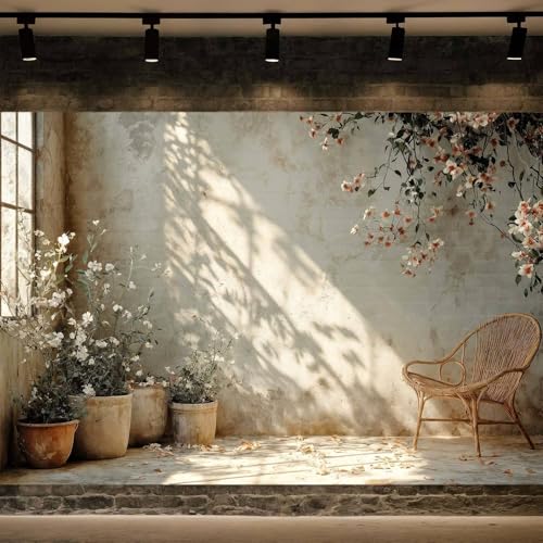 5X3ft Vintage Flower Room Backdrop Boho Rustic Brick Wall Portrait Photography Background Newborn Baby Girls Adults Wedding Bridal Shower Decoration Banner Art Portraits Photo Booth Props